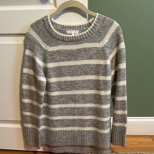 Emory Park Gray and Cream Striped Sweater
